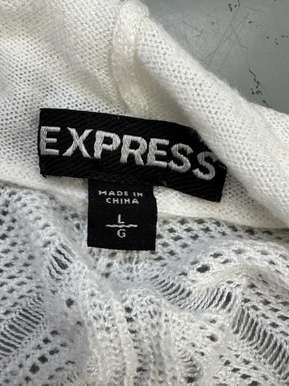 Express White Open-Front Lace-Back Knit Cardigan Sweater size large